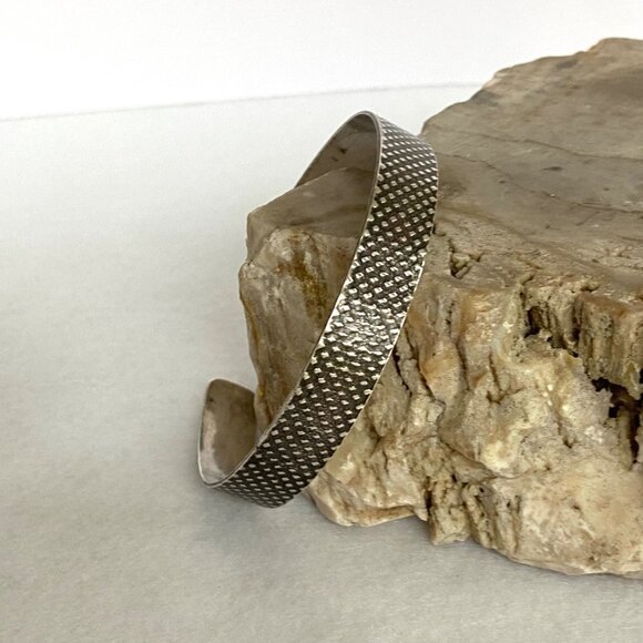 Oxidized Sterling Silver 925 Artisan A&M 10.5MM Textured Cuff Bracelet Sz 7.5" - Picture 5 of 16